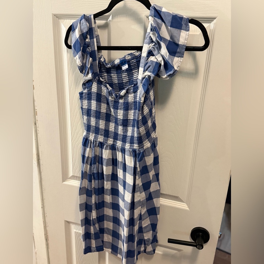 Old Navy Blue and White Checkered Mini Dress